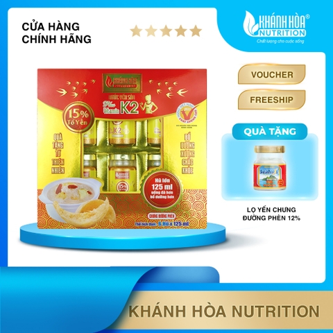Nước Yến Sào 15% Tổ Yến Bổ Sung Vitamin K2 Khánh Hòa Nutrition ( 6 lọ x 125ml )