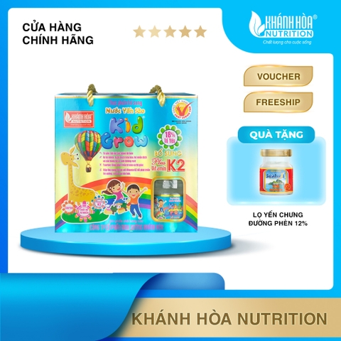 Block Nước Yến Sào Cho Bé KIDGROW 18% Tổ Yến PLUS VITAMIN K2 - Khánh Hòa Nutrition ( 6 lọ x70ml )