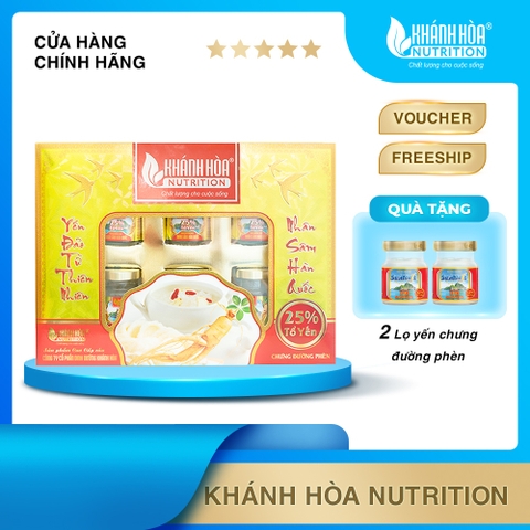 Hộp Quà Yến Sào Chưng Nhân Sâm Hàn Quốc 25% - Khánh Hòa Nutrition ( Hộp 6 lọ x 70 ML )