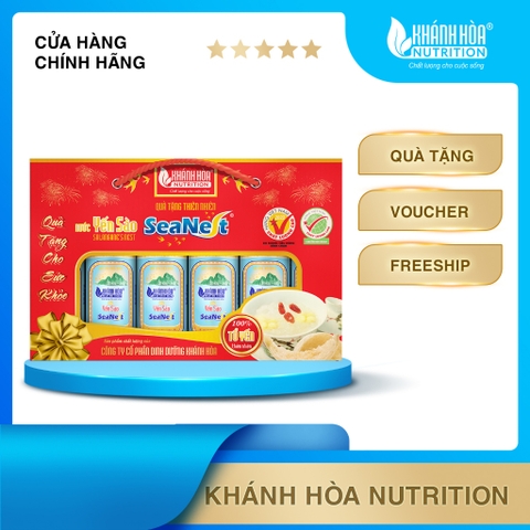HỘP QUÀ LON NGANG Nước Yến Sào Cao Cấp 3% SeaNest - Khánh Hòa Nutrition (  6 Lon x  190 ML )