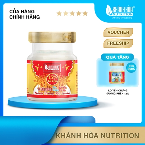Nước Yến Sào 15% Tổ Yến Đông Trùng Hạ Thảo Bổ Sung Vitamin K2 - Khánh Hòa Nutrition - Lọ 70 ML