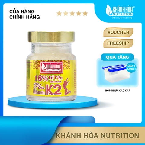 Nước Yến Sào 18% Tổ Yến Chưng Đường Phèn PLUS VITAMIN K2 - Khánh Hòa Nutrition - Lọ 70ml