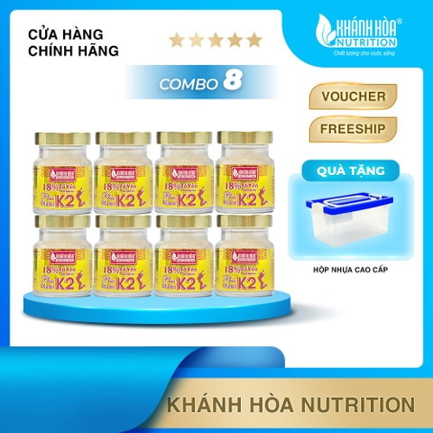 [TẶNG 1 HỘP NHỰA] Combo 8 Lọ Yến 18% Tổ Yến Chưng Đường Phèn Bổ Sung Vitamin K2 - Khánh Hòa Nutrition - 8 Lọ x 70ml