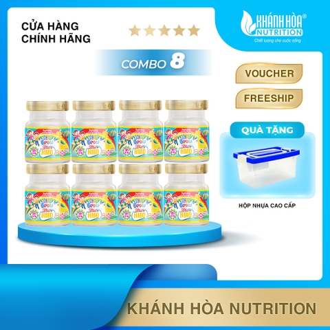 [TẶNG 1 HỘP NHỰA] Combo 8 Lọ Yến Cho Bé Kidgrow 18% Tổ Yến Bổ Sung HMO - Khánh Hòa Nutrition - 8 Lọ x 70ml