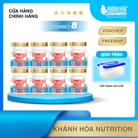 [TẶNG 1 HỘP NHỰA] Combo 8 Lọ Yến 18% Tổ Yến Không Đường Bổ Sung Vitamin K2 - Khánh Hòa Nutrition - 8 Lọ x 70ml