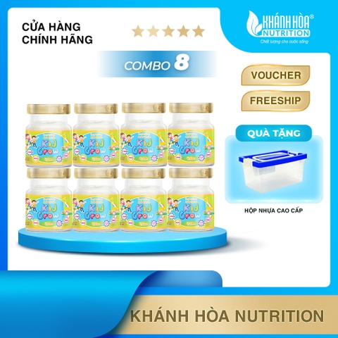 [TẶNG 1 HỘP NHỰA] Combo 8 Lọ Yến KidGrow Cho Bé 12% Tổ Yến Vị Cam - Khánh Hòa Nutrition - 8 Lọ x 70ml