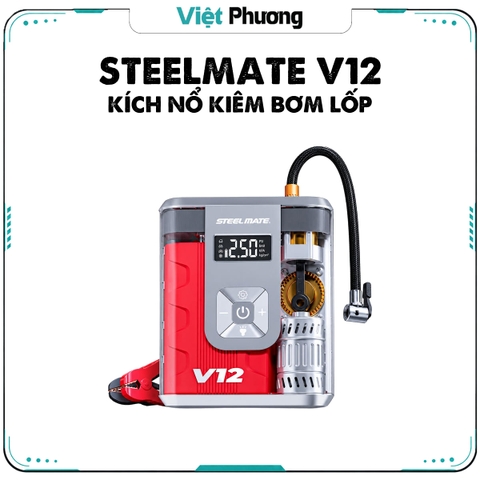 Bộ Kích Nổ Ô Tô Kiêm Bơm Lốp Đa Năng STEELMATE V12 Cao Cấp Kiêm Sạc Dự Phòng (hàng chính hãng)