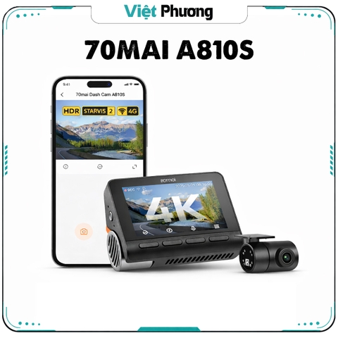 Camera Hành Trình 70mai A810S Ghi Hình Đồng Thời 2 Kênh Trước Sau 4K UHD HDR (Bản Quốc Tế)