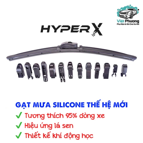 Gạt Mưa Silicone HyperX CAO CẤP Hỗ Trợ Thay Ngàm Đa Năng Lưỡi Gạt Phủ Nano Hiệu Ứng Lá Sen (phiên bản 2022)