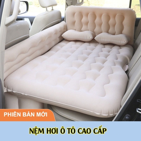 Giường Nệm Hơi Ô Tô Tiện Dụng Cao Cấp PHIÊN BẢN MỚI (vải nhung, chân đệm rời, có tựa lưng, có thanh chặn trẻ em)