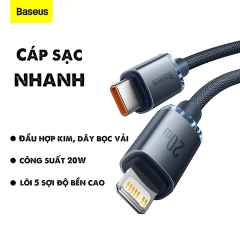 Dây Cáp Sạc Nhanh iPhone PD 20W Baseus Crystal Shine Series Fast Charging for Apple (Type-C to Lightning)