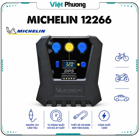 Máy Bơm Lốp Ô tô Michelin 12266 Cao Cấp Đa Năng Tự Ngắt Cho Xe Hơi từ 4 đến 16 chỗ - Hàng Chính Hãng