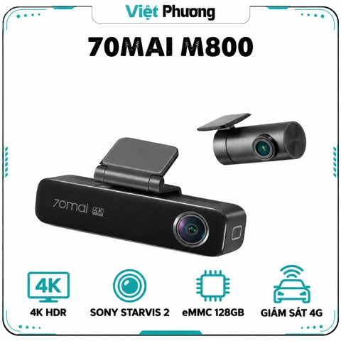 Camera Hành Trình Ô Tô 70mai M800 – Ghi Hình 4K HDR, Bộ Nhớ eMMC 128GB, Chính Hãng
