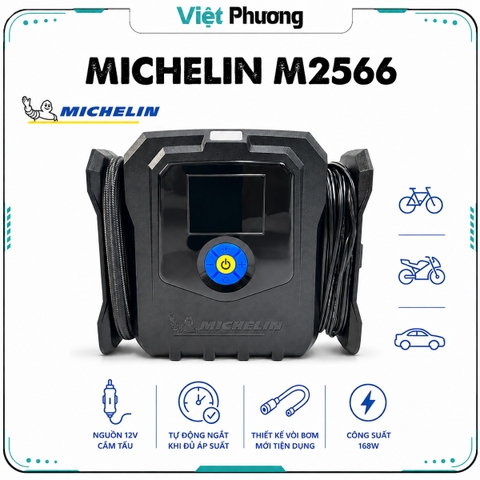 Máy Bơm Lốp Ô tô MICHELIN M2566 Cao Cấp 12V  Đa Năng Tự Ngắt cho Ô Tô, Xe Hơi, Xe Máy (mẫu 2025)