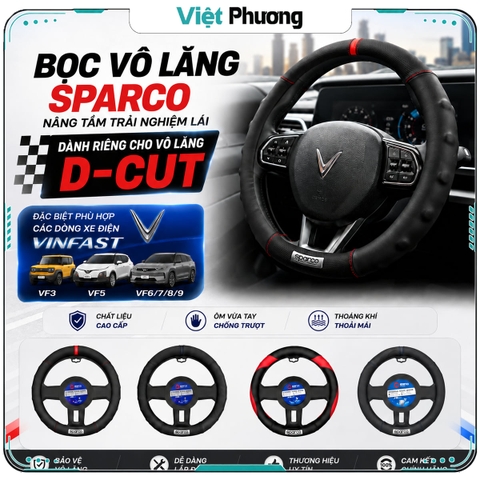 Bọc Vô Lăng Cao Cấp SPARCO DCUT cho Vinfast VF3, VF5, VF6, VF7, VF8, VF9, Sonet, Seltos, XL7, ...
