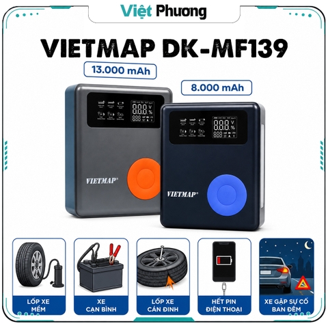 Bộ Kích Nổ Ô Tô Kiêm Bơm Lốp Đa Năng VIETMAP DK-MF139 Cao Cấp Kiêm Sạc Dự Phòng
