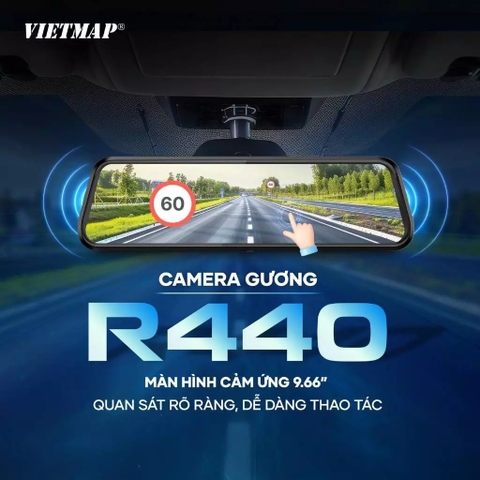 Camera Hành Trình Gắn Gương Vietmap R440 Ghi Hình 4K, Cảnh Báo Thông Minh, Hỗ Trợ Camera Lùi Xe