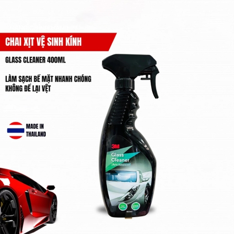 Chai Xịt Vệ Sinh Kính Ô Tô 3M Glass Cleaner 400ml Làm Sạch Vết Ố, Vệt Dầu Kính Lái, Gương Xe Hơi
