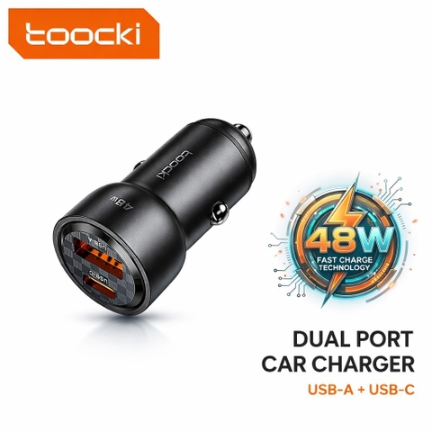 Tẩu Sạc Nhanh Ô Tô Xe Hơi TOOCKI 48W Dual Port QC3.0 + PD3.0 Sạc Nhanh cho IP, Samsung, Android