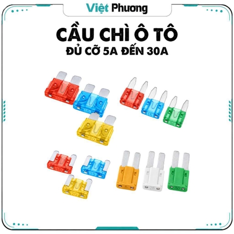 Cầu Chì Ô Tô (combo 10 cái) Tuỳ Chọn Size (Micro, M2, Mini, Standard) và Ampe (5A, 10A, 15A, 20A, 25A, 30A)