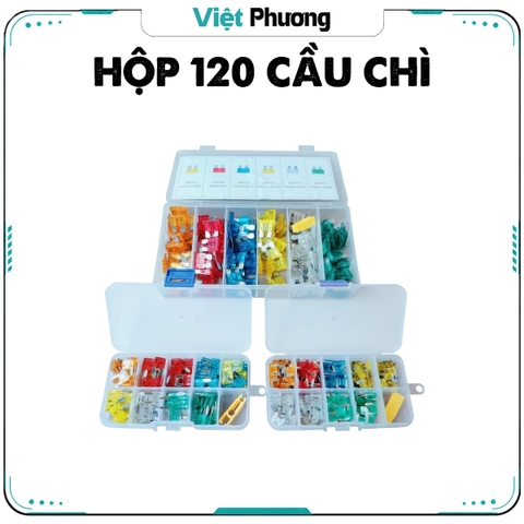 Hộp 120 Cầu Chì Dự Phòng cho Ô Tô, Xe Hơi, Xe Máy, Xe Tải (nhiều kích cỡ)