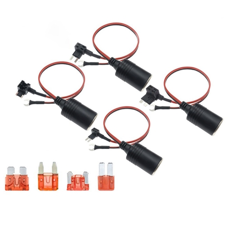 Tẩu Phụ Kèm Dây Nối Lấy Điện Từ Cầu Chì Xe Hơi Ô Tô Cấp Nguồn Cho Camera Hành Trình, Máy Bơm Lốp, ..