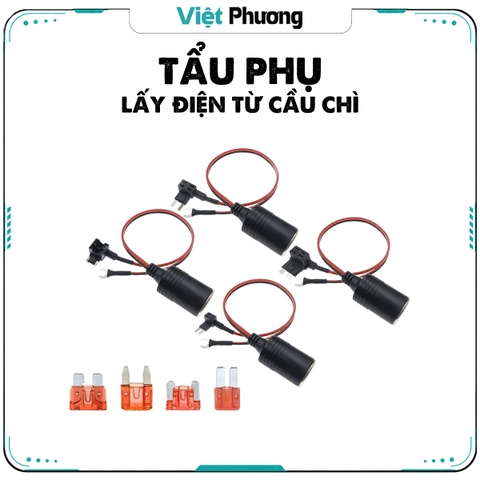 Tẩu Phụ Kèm Dây Nối Lấy Điện Từ Cầu Chì Xe Hơi Ô Tô Cấp Nguồn Cho Camera Hành Trình, Máy Bơm Lốp, ..