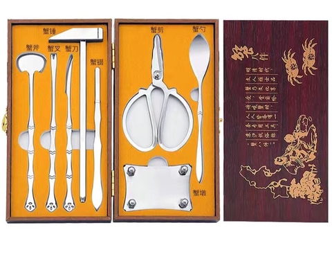 DỤNG CỤ MỞ CUA, TÁCH THỊT CUA (kéo cắt cua, chén cạy mai cua).