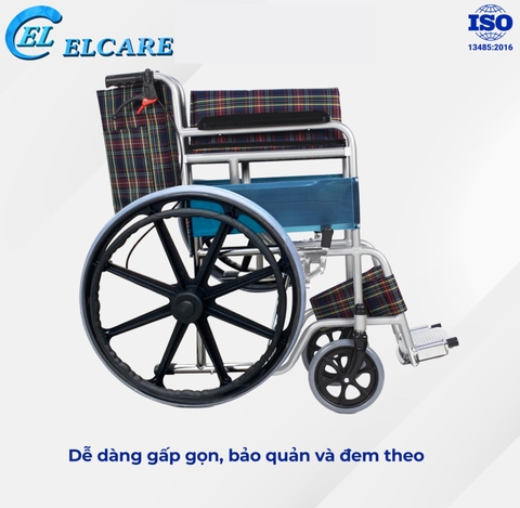 Xe Lăn Oromi Vành Đúc Vải Caro ALK903L-46 (Có Phanh Sau)