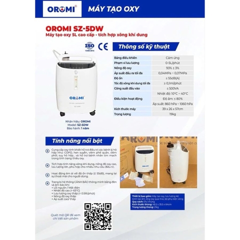 MÁY TẠO OXY OROMI SZ-5DW (5 LÍT/PHÚT) – GIẢI PHÁP HỖ TRỢ HÔ HẤP HIỆU QUẢ