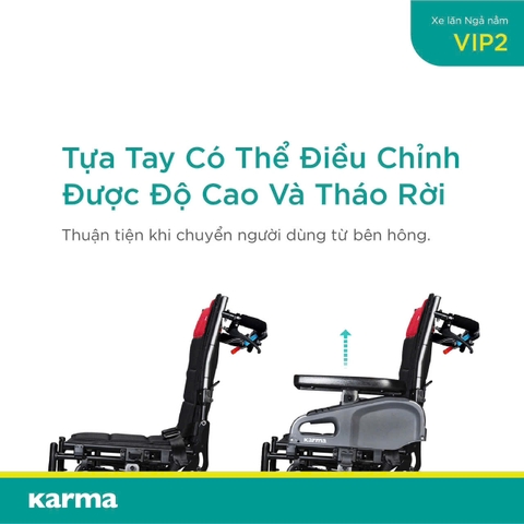 Xe Lăn Cao Cấp Đài Loan Karma VIP2- Hỗ Trợ Ngả Nằm Giúp Chăm Sóc Toàn Diện