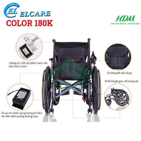 Xe lăn điện COLOR 180K vành đúc