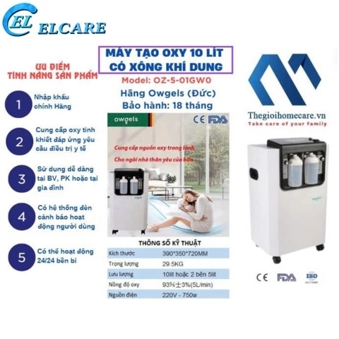Máy Tạo Oxy Công Suất 10L/Phút Owgels OZ-5-01NW0 New