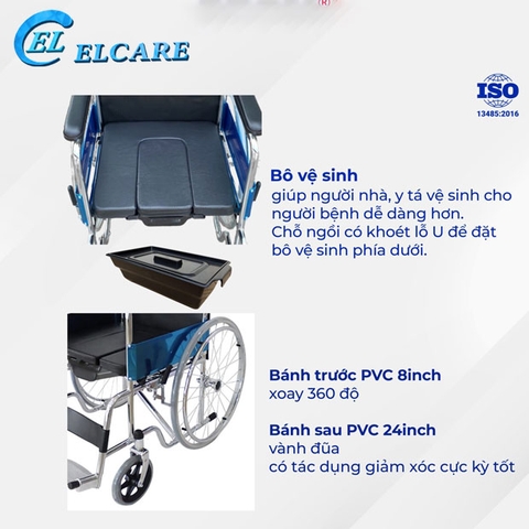 Xe Lăn Có Bô Vệ Sinh, Có Phanh , ALK958LC- 46