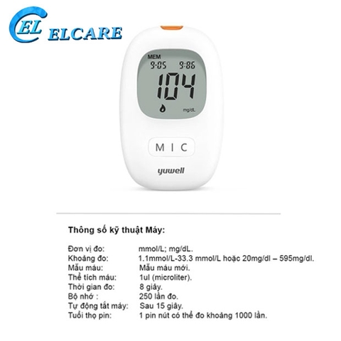 Máy đo đường huyết Yuwell Accusure 710 Tặng Kèm 20 Que và 20 kim