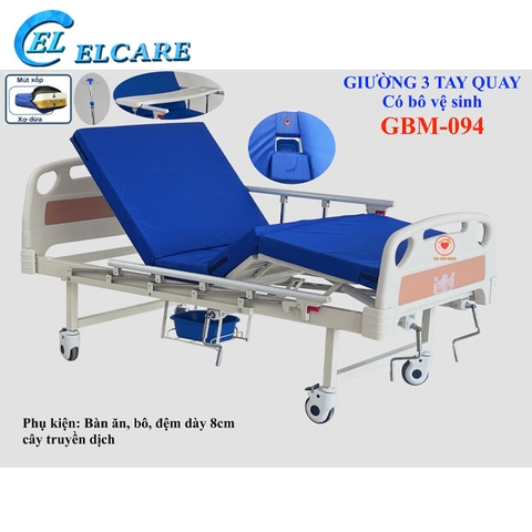 Giường y tế GBM-094 3 tay quay có bô New