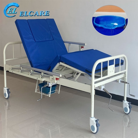 GIƯỜNG BỆNH NHÂN GBM-097 03 TAY QUAY CÓ CHẬU GỘI ĐẦU NEW