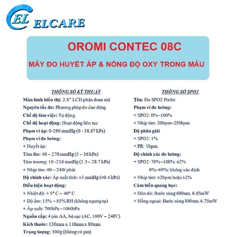 Máy Đo Huyết Áp và Nồng Độ Oxy OROMI Contec 08C