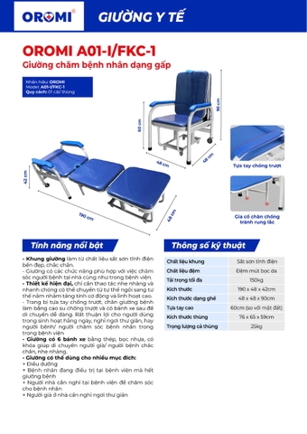 A01-I/FKC-1 - Giường Chăm Bệnh Nhân Dạng Gấp