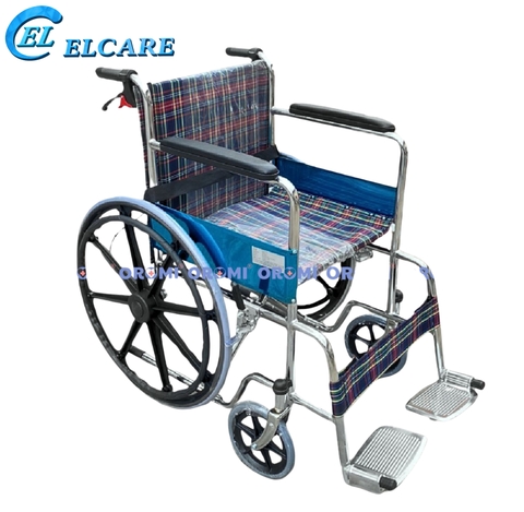 Xe Lăn Oromi Vành Đúc Vải Caro ALK903L-46 (Có Phanh Sau)