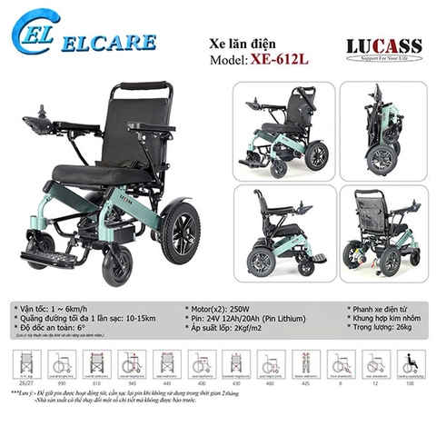 Xe Lăn Điện Gấp Gọn Lucass XE-612L New