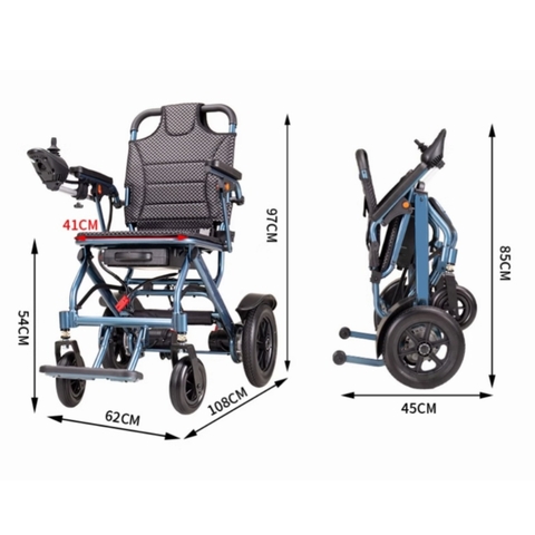 Xe Lăn Điện Siêu Nhẹ 18kg, Gấp Gọn, An Toàn, Đi Máy Bay