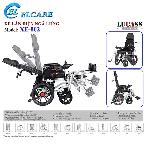 Xe Lăn Điện Đa Năng Lucass XE-802 - Xe Lăn Điện Ngả Nằm NEW
