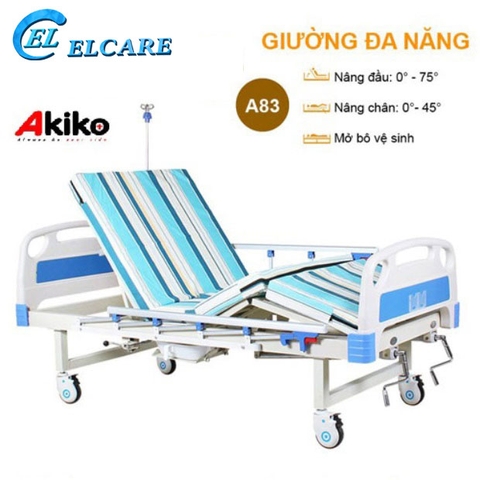 Giường Bệnh Nhân AKIKO A83 - Giường Y Tế 3 Tay Quay New