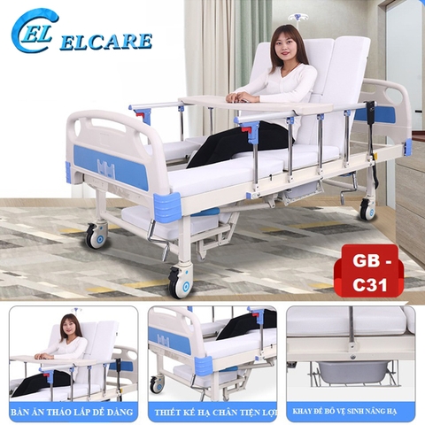 Giường Bệnh Nhân Lucass GB-C31 - Giường Y Tế 4 Tay Quay New