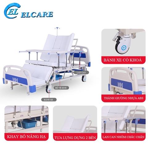 Giường Bệnh Nhân Lucass GB-C41 - Giường Y Tế 4 Tay Quay New