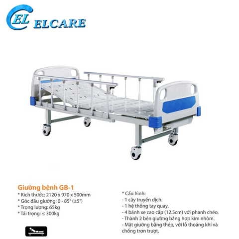 Giường Bệnh Nhân Lucass GB1 - Giường Y Tế 1 Tay Quay