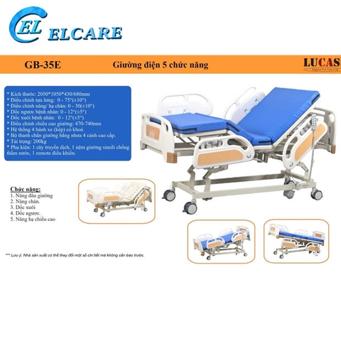 Giường Bệnh Nhân Lucass GB-35E - Giường Điện 5 Chức Năng New