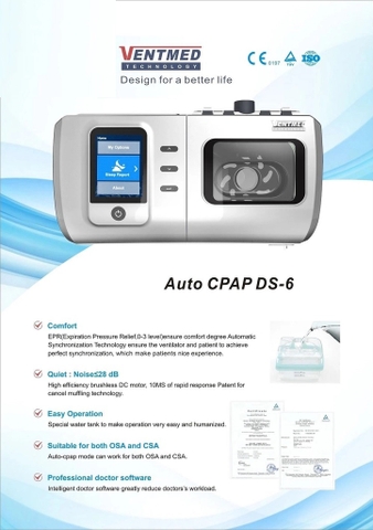 Máy Trợ Thở Ventmed Ds-6 Auto Cpap