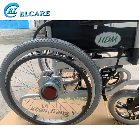Xe Lăn Điện Tiêu chuẩn HDM  W66011 bánh tăm , có vành lăn tay
